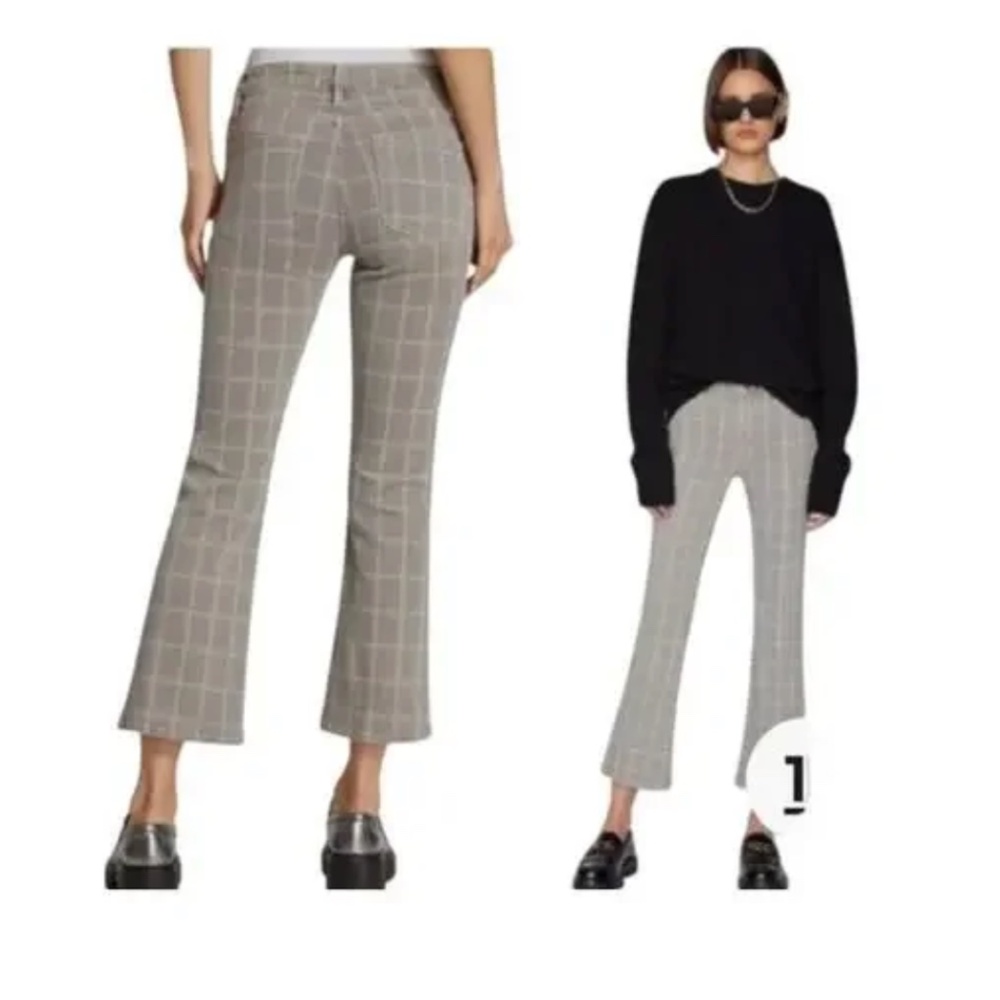Frame Denim Le Crop Mini Boot Cut Pants Window Pane Plaid, size 25